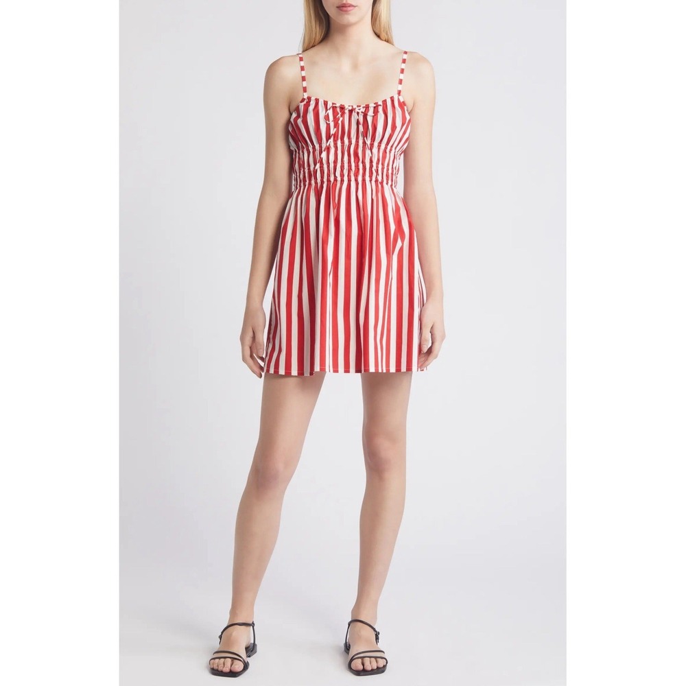 Faithfull The Brand Alboa Mini Dress Size XL Red Stripe Cotton Americana NWT